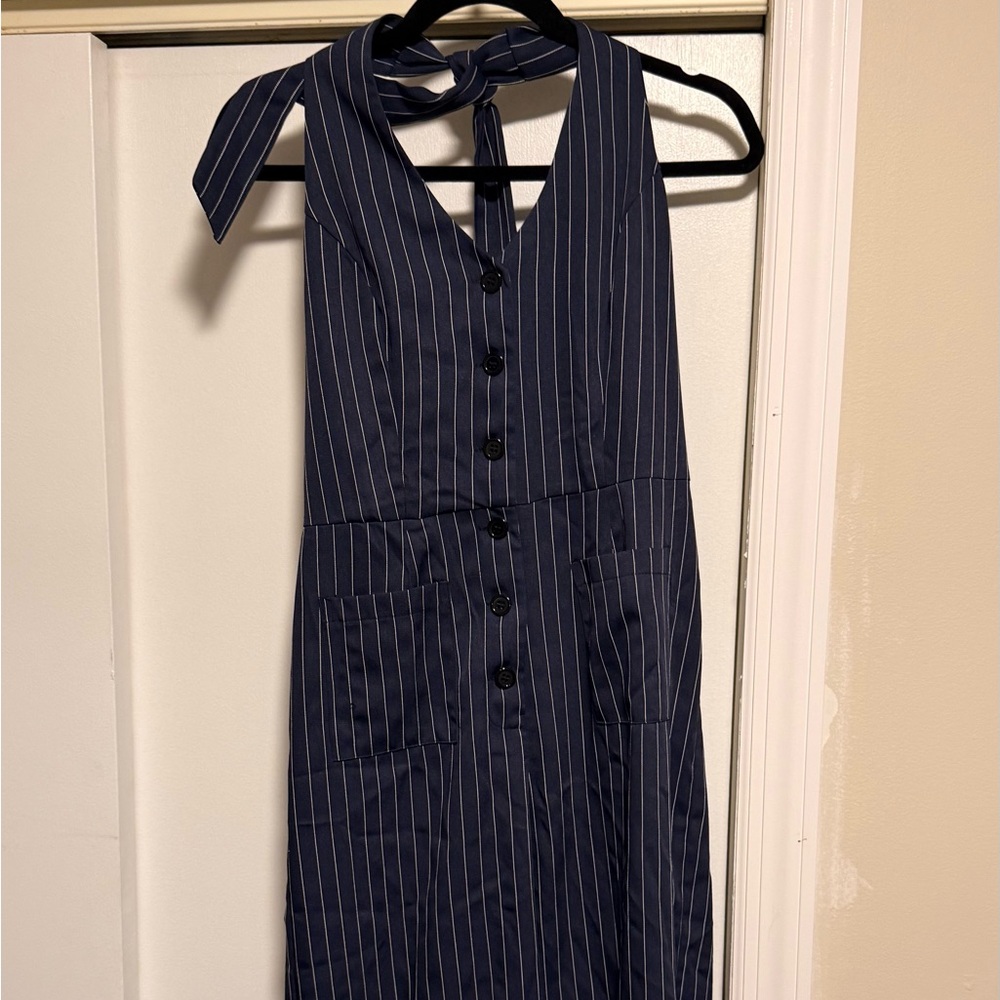 Navy Striped Halter jumpsuit